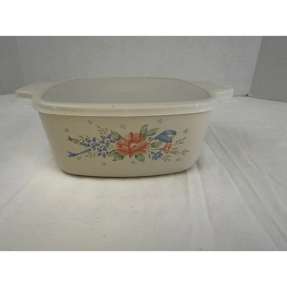 Vtg Corning Ware English Meadow 1.5L Casserole Dish A-1 1/2-B Lid Granny Cottage
